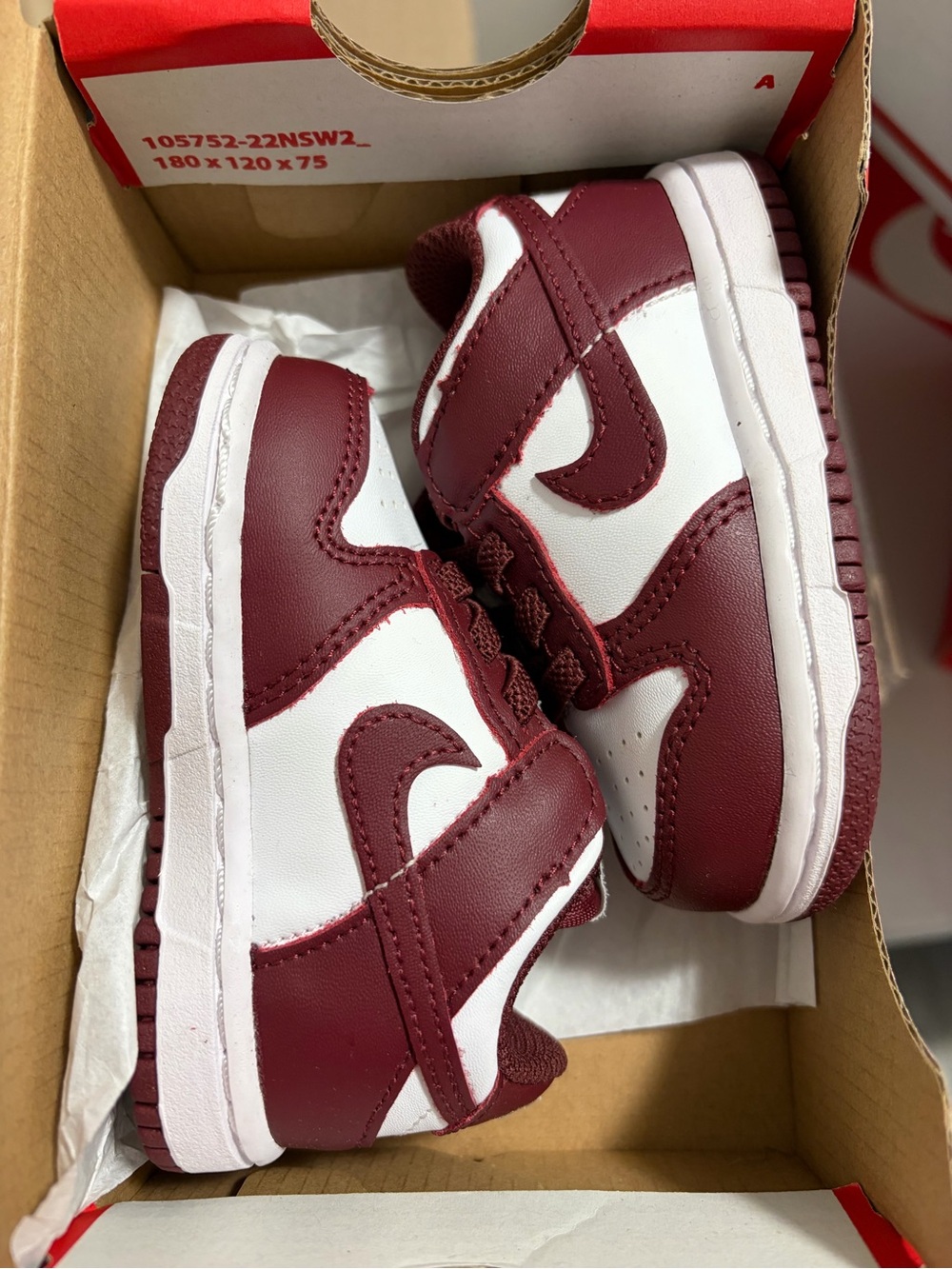 Nike Kids Maroon and White Low-Top Sneakers